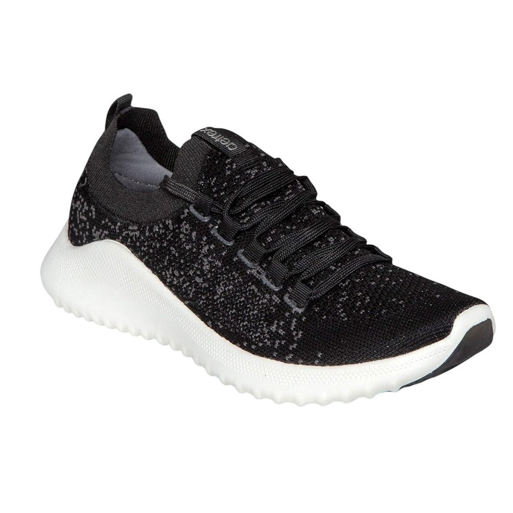 Aetrex Carly Athletic Sneakers Womens 9.5 Black Orthopedic Knit Walking Shoe